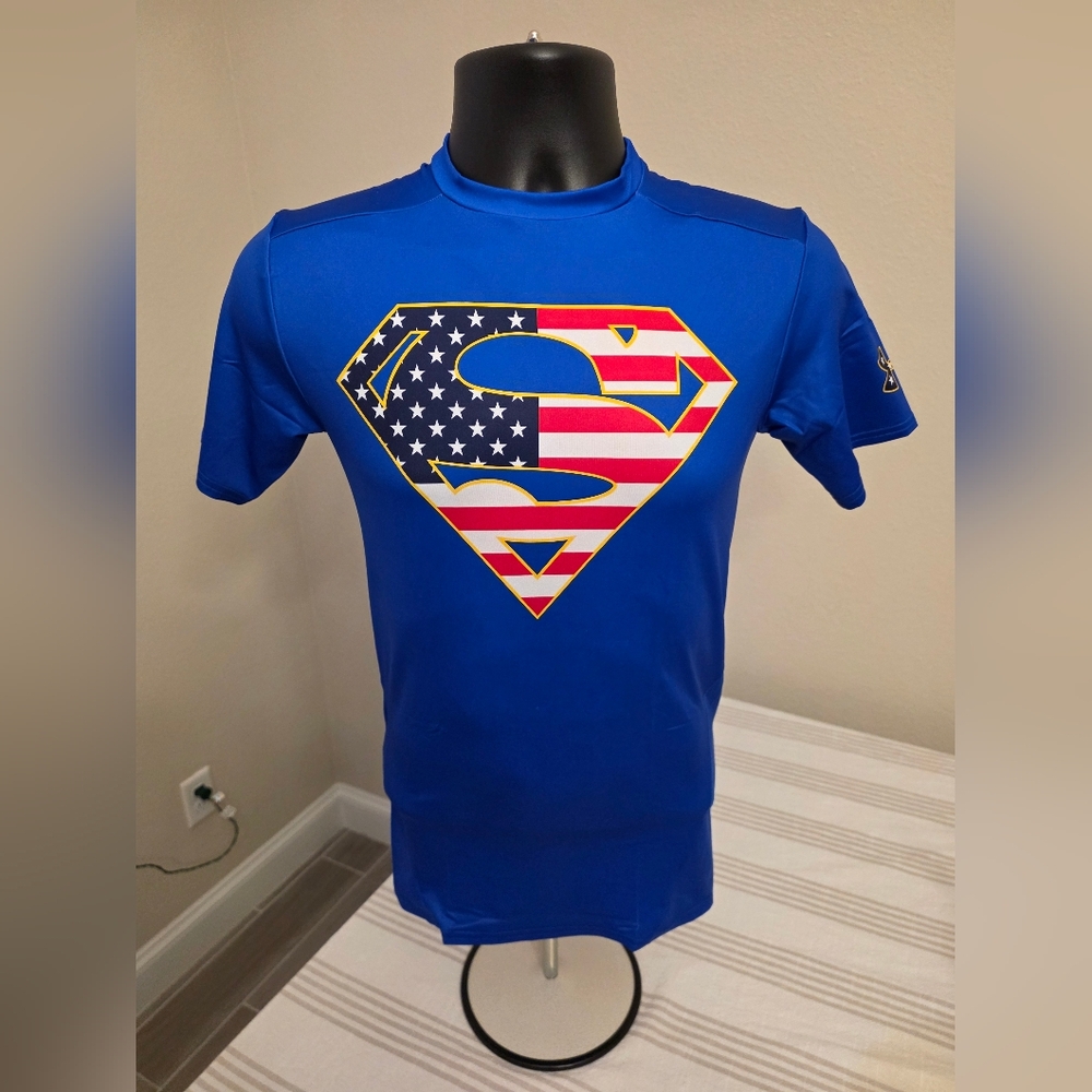 Under Armour Superman American Flag Shield Compression Shirt